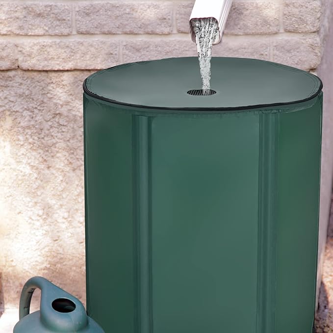 Happygrill 53 Gallon Collapsible Rain Barrel, PVC Rain Water Collection Barrel with Spigot Water Storage Container & Top Mesh, Portable Rain Barrels to Collect Rainwater from Gutter for Garden Lawn
