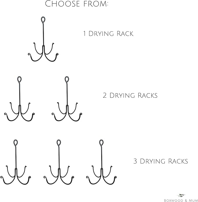 Boxwood & Mum Herb Flower Drying Rack, Rustic Kitchen Decor, Small Wrought Iron Hanging Rack for Florals, Herbs, Plants, Gift for Gardener (2)