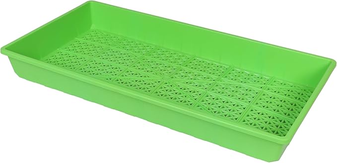 SUNPACK 10" x 20" Heavy Duty Mesh Plastic Seed Starting Tray, Green, 2.3" - Ensures Water Drainage and Aeration, Perfect for Greenhouses or Indoor Gardening