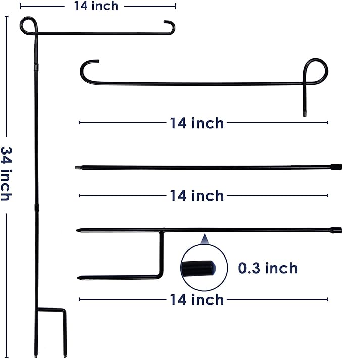 YEAHOME 2PC Premium Garden Flag Stand Holder, Weather-Proof Metal Powder-Coated Flagpole for American, Christmas, Winter, Birthday Flags