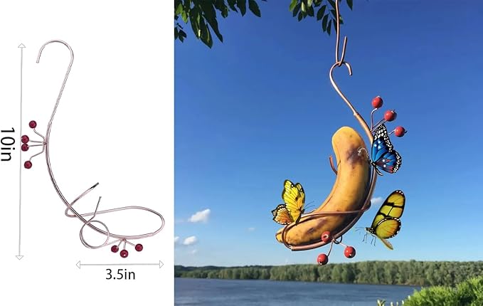 Butterfly Banana Hammock, Outdoor Insect Feeder, Hanging Metal Butterfly Attraction Device, Courtyard Garden Ornaments (2)