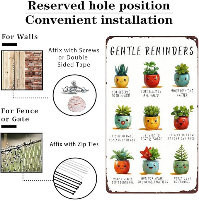 Plants Gifts Gentle Reminders Vintage Tin Sign for Garden Patio Porch Yard She Shed Decor 8x12 Inch (3948)