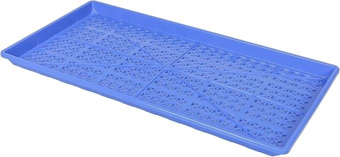 SUNPACK 10" x 20" Heavy Duty Mesh Plastic Seed Starting Tray, Blue, 1" - Ensures Water Drainage and Aeration, Perfect for Greenhouses or Indoor Gardening