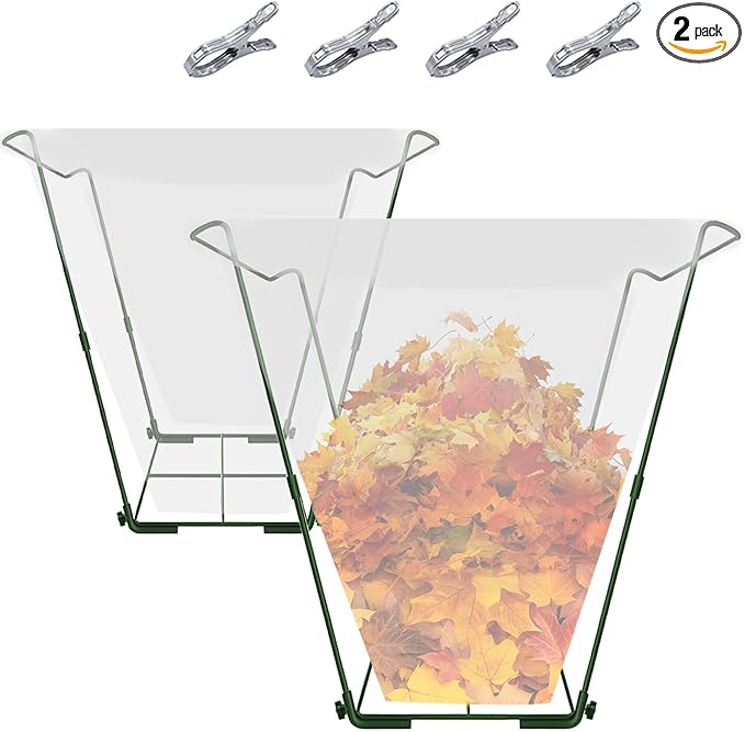 Joyhalo Outdoor Trash Bag Holder Stand - 2 Pack Heavy Duty Metal Garden Garbage Bag Support Frame for 30-45 Gallon Capacity, Multi-Use Portable Yard Leaf Bag Stand