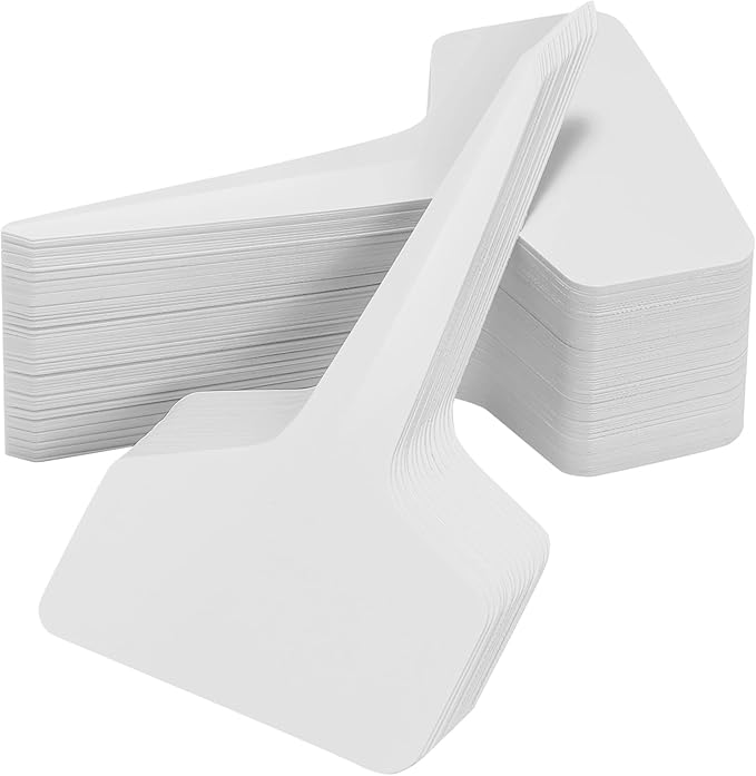 200 Pack Plant Labels T-Shape, 4 Inch Potted Plant Name Tags Plastic, Seedlings Seed Markers Nursery Plant Stake Tag with Marking Pen for Outdoor Indoor Garden Patio Flower Vegetable, White