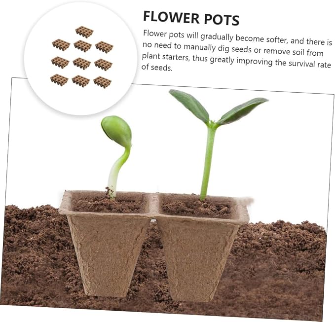 Biodegradable Pulp Nursery Pots and Planting Cases 24pcs Set with White Toppers for Seed Starting and Indoor Garden Propagation