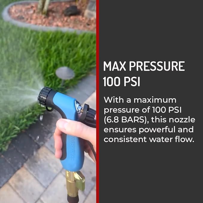Hi-Tech Heavy Duty Industrial Hose Nozzle – High Pressure 100 PSI, Hot Water & High Temp Resistant, Pistol Grip Spray Nozzle for Garden Hose, Marine & Commercial Grade