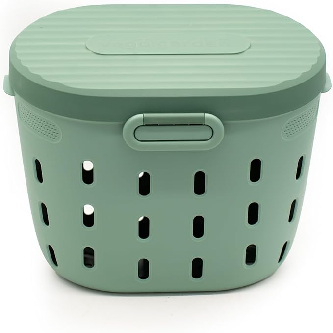 Vego Garden In-Ground Worm Composter Outdoor Farm Compost Bin 7 Gallons BPA-Free Composting System for Raised Garden Beds, Sage Green