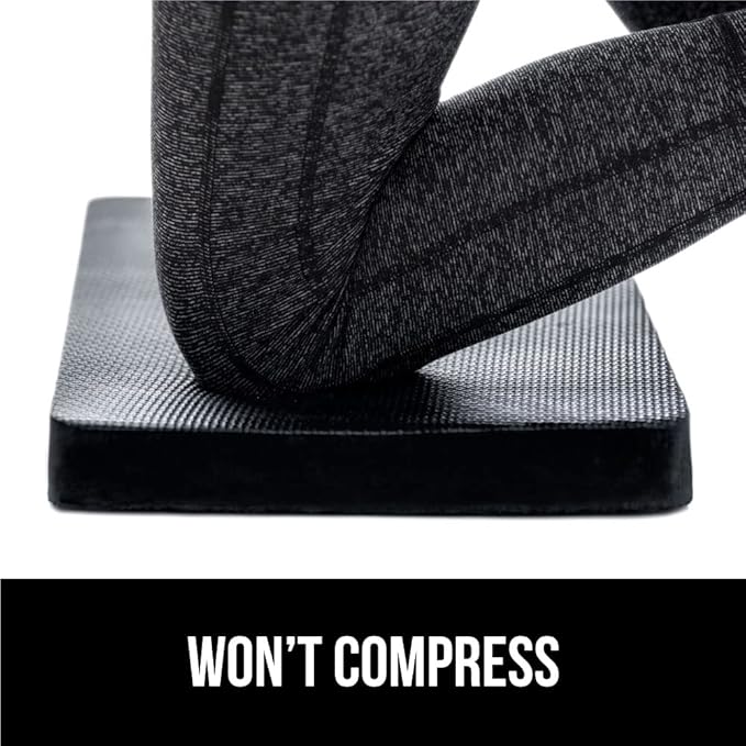 GORILLA GRIP Extra Thick Patent Pending Supportive Foam Kneeling Pad, 2 PK, Large Cushion Knee Pads for Gardening, Baby Bath, Dirt and Water Resistant, Workout and Garden Supplies, 17.5x11, Black