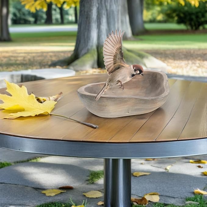 Wood Butterfly Feeder Bowl 9.84X6.69X2.36In Outdoor Birdbath Water Dish for Hummingbirds Butterflies Rustic Garden Wildlife Decor