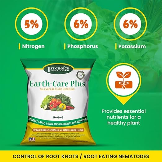 Earth-Care Plus 5-6-6 Organic Fast Acting Fertilizer for Plants - Water-Soluble Plant Food for Vegetables, Trees, and Flowers - Boost Growth for Lawns, & Gardens 48lb (12 Packs)