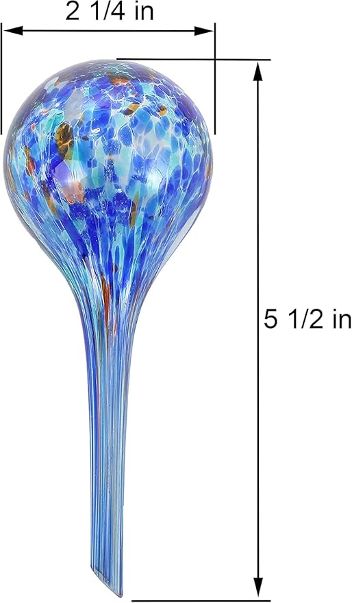 Trenton Gifts 6-Pack Plant Watering Globes - Self Watering Bulbs for Indoor & Outdoor - Hand-Blown & Colorful Aqua Globes - Measures 6" L x 2.5" D, 150ml