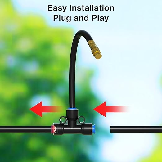 MIXC 2026-Upgrade Drip Irrigation System, No 1/4 Pipe, only 6pcs Adjustable Copper Nobbles and 6pcs Quick Connectors