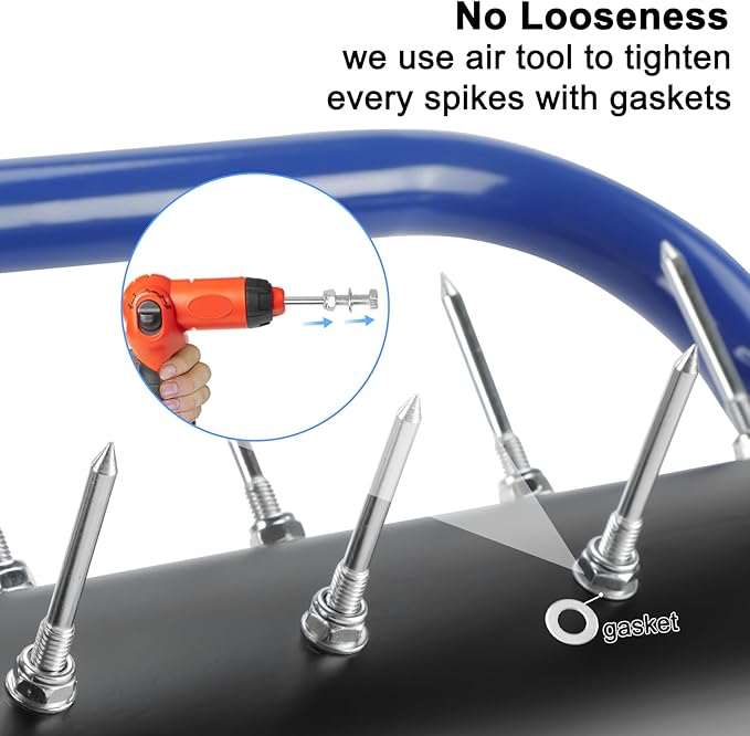 21" Rolling Lawn Aerator, 45 Preassembled Spikes, Only Needs 3-5 Minutes to Assemble, No Looseness, No Bending, No Need to Add Weight, 75" Long Handle with Quick Clip Connections - Blue