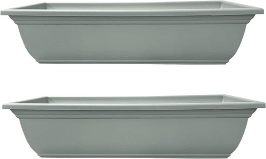 The HC Companies 24 Inch Mojave Window Planter Box with Drainage Holes, Lightweight UV-Resistant Plastic Outdoor Planters, 2-Pack Flower Box for Garden & Home Decor, Sage Green