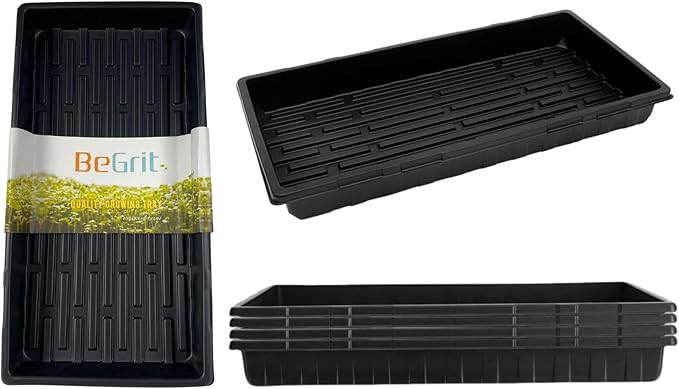 BeGrit 1020 Trays Thickened Nursery Plant Trays Seedling Tray Seed Starter Tray Microgreen Growing Tray No Drain Holes -6 Pack