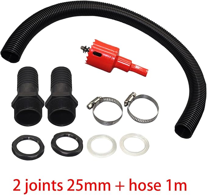 Rain Barrel Overflow Kit Water Collection Easy Install Portable Hose Connection Pipe for Balcony Garden Household Outdoor Activities, 2.5cm with Taper