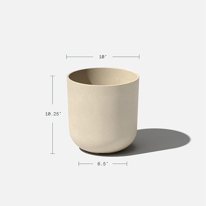 Veradek Mason Series Lima Planter - Round Planter for Indoor or Outdoor Porch/Garden | Made from Plastic-Stone Composite with Drainage Holes | Modern Décor for Succulents, Flowers, Small Plants