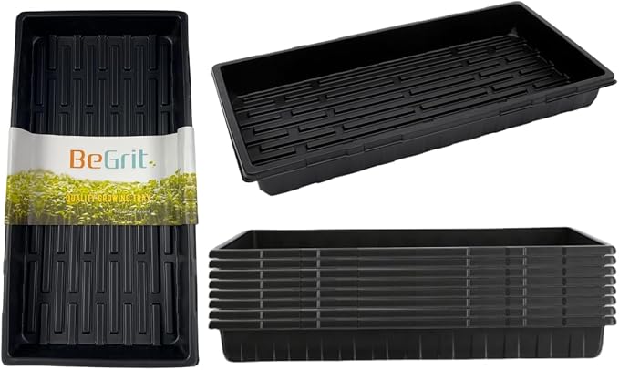 BeGrit 1020 Trays Thickened Nursery Plant Trays Seedling Tray Seed Starter Tray Microgreen Growing Tray No Drain Holes -10 Pack