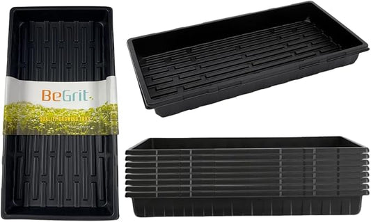 BeGrit 1020 Trays Thickened Nursery Plant Trays Seedling Tray Seed Starter Tray Microgreen Growing Tray No Drain Holes -10 Pack