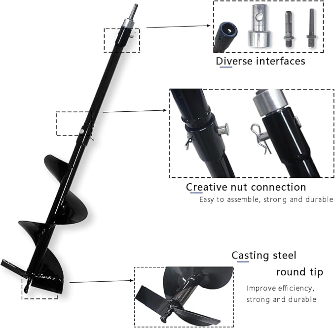 Compost Stirring Tool, Compost Turning Bar 26.7in,Compost Turner and Mixing Tool for Outdoor Compost Tumbler Bins, Mixer Attachment with Adapter, Suitable for a Variety of Mixers, Black