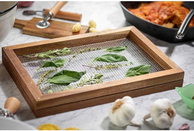 Tablecraft 11088 Herb Drying Rack, Natural, 13.75-inch Length, Acacia Wood
