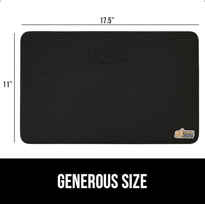 GORILLA GRIP Extra Thick Patent Pending Supportive Foam Kneeling Pad, 2 PK, Large Cushion Knee Pads for Gardening, Baby Bath, Dirt and Water Resistant, Workout and Garden Supplies, 17.5x11, Black