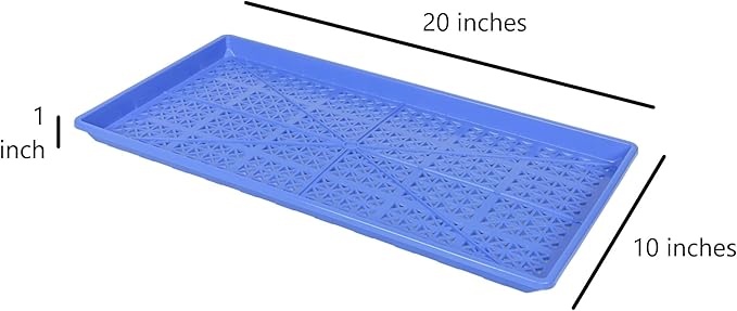 SUNPACK 10" x 20" Heavy Duty Mesh Plastic Seed Starting Tray, Blue, 1" - Ensures Water Drainage and Aeration, Perfect for Greenhouses or Indoor Gardening