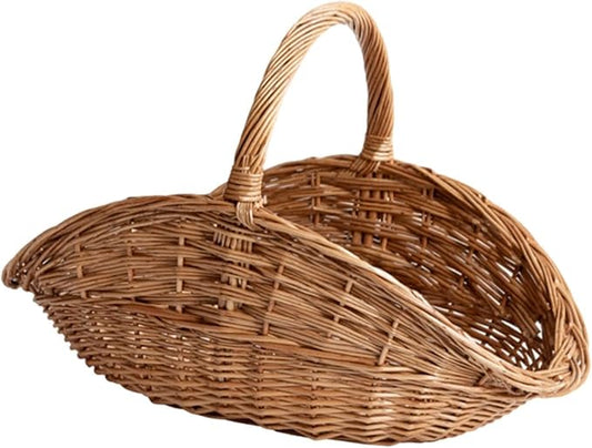 MYCENSE Wicker Picnic Storage Basket with Handle, Empty Picnic Baskets, Sturdy & Versatile Harvest Basket for Camping, Beach, Park, Halloween, E 45x30x30cm