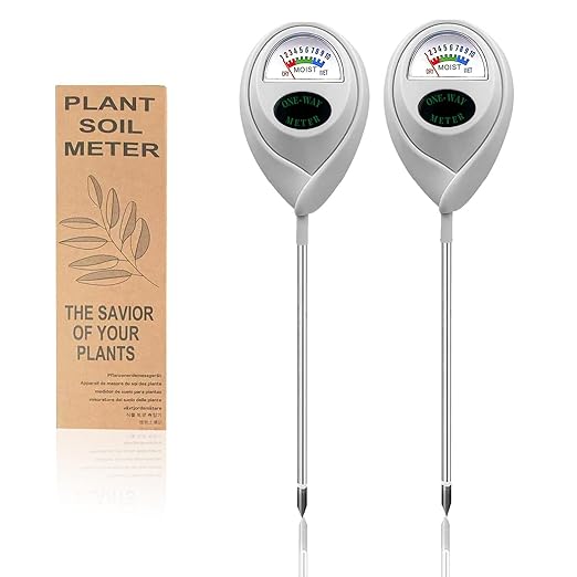 2 Pcs Soil Moisture Meter, Plant Water Meter, Moisture Meter for Plants, Soil MoistureTester, Soil Water Gauge for Plants, Plant Moisture Monitor No Battery Needed (White+White)
