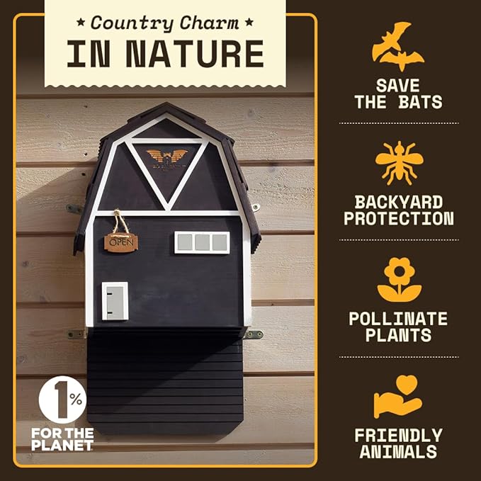 WildYard Big Bat Barn - 3-Chamber, Large Bat House - Black, Up to 150 - Ventilated Design for Year-Round Roosting - Textured Landing Pad for Effortless Entry - Preassembled Wall-Mount for Quick Setup