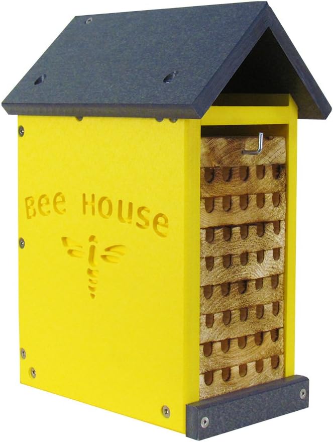 JCs Wildlife Small Poly Lumber Mason Bee House - Attracts Bee Pollinators in Your Garden - Made in The USA