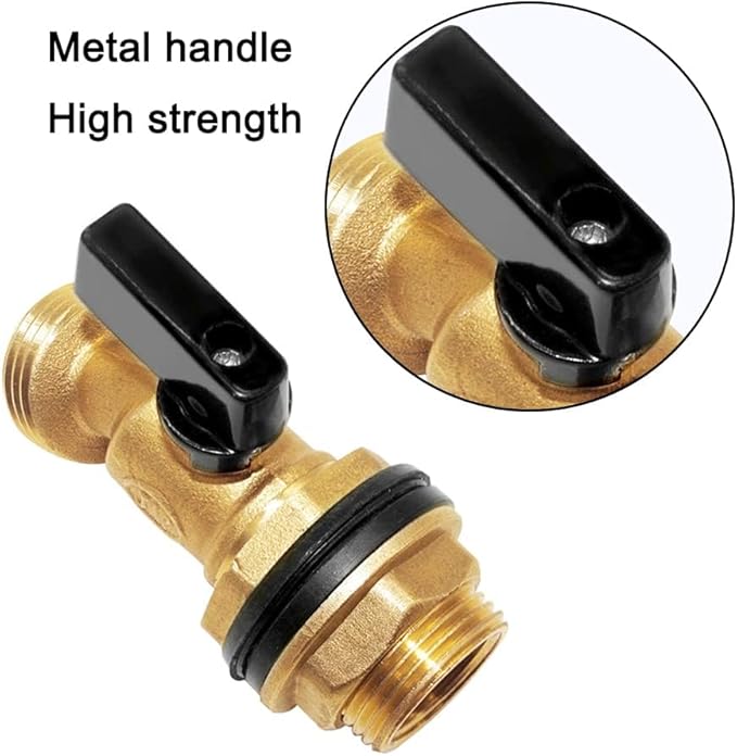 Joywayus Brass Water Container/Rain Barrel Spigot 3/4" Threaded Quarter Turn Ball Valve with Bulkhead Fitting, Suitable for Garden Hose Thread Connection (Pack of 2)