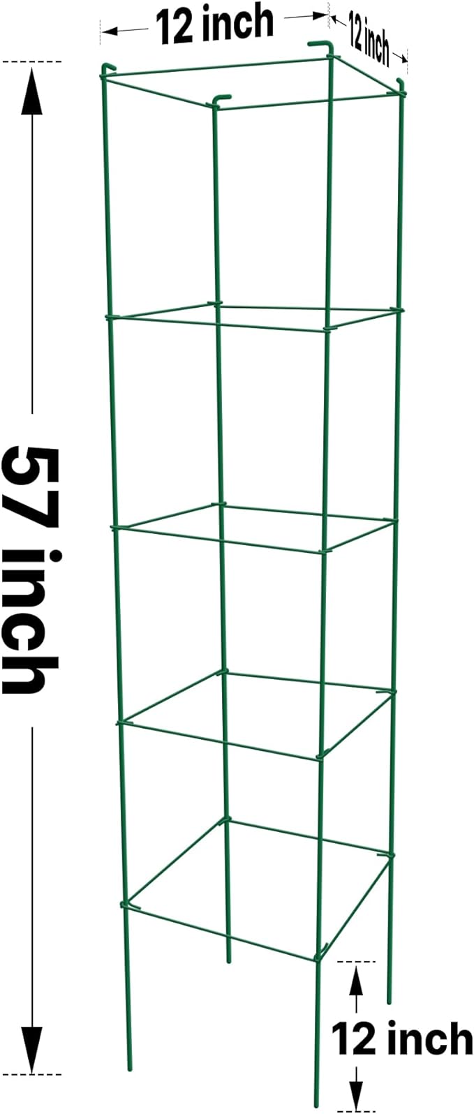 Tomato Cages 6 Packs 57 Inches (H) Plant Stand with 164 Feet Twist Ties, Heavy Duty Garden Plants Support for Tomatoes, Cucumber, and Other Climbing Plants (Green)