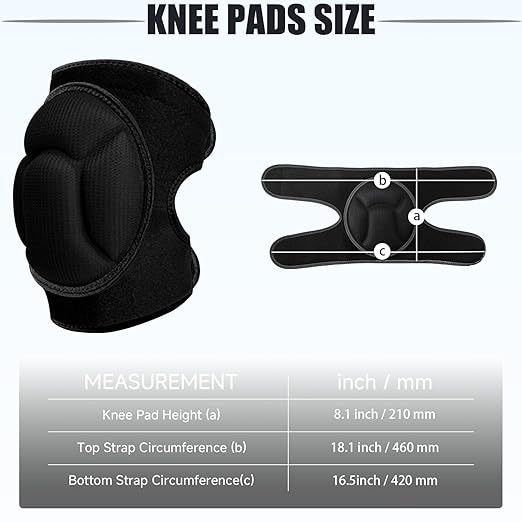 Knee Pads, Thick Sponge Anti-slip, Collision Avoidance Knee Pads, for Running, Mountaineering, House Working,Gardening Maintain (Black, Medium)
