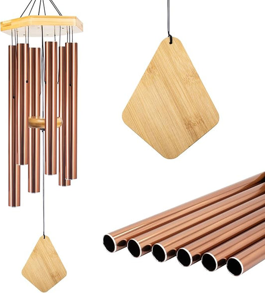 Wind Chimes Outdoor Deep Tone, Wind Chime for Outside, Memorial WindChimes with Hook as Gifts for Mother's Day/Housewarming/Christmas, Patio, Garden, Yard, Home Décor, Copper