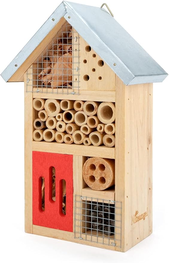 Niteangel Natural Wooden Insect Hotel, Garden Insect House for Ladybugs, lacewings, Butterfly, Bee, Bug