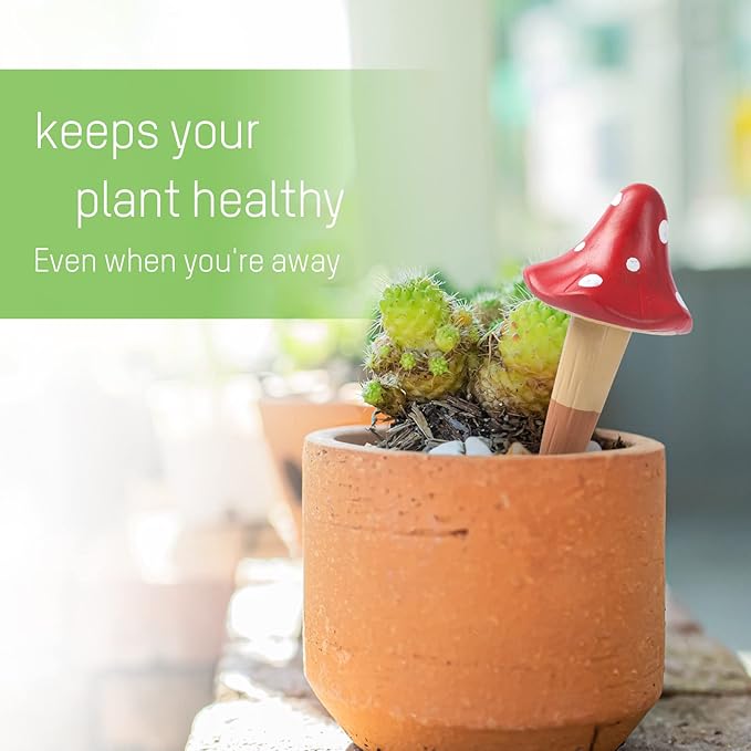 Self Watering Spikes Mushroom Shaped Plant Watering Globes Irrigation Terracotta Watering Device Garden Waterer for Indoor Outdoor Plant 4 Packs
