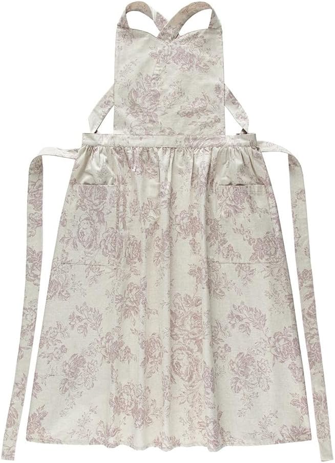 Adult Kitchen Apron Floral Cotton Waterproof Adjustable Apron Cooking Baking Garden Chef Apron with Pocket