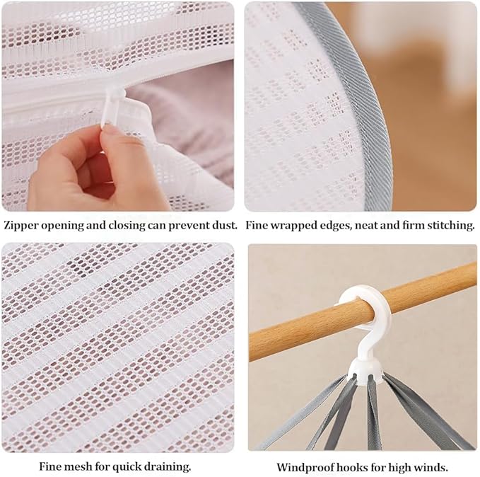 Herb Drying Rack 2 Layers Folding Mesh Hanging Drying Net Vegetable Dryer Multifunctional with Zipper,Dry Plants, Herbal,Weed,Clothing,Foods Drying Rack(White)
