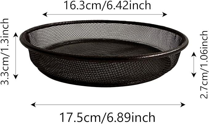 Metal Mesh Bird Feeder Trays, 6 Inch Metal Round Bird Feeders Tray, Iron Ground Birds Seed Feeding Bowl, Platform Mesh Seed Tray, Outdoor Floor Birds Feeders Stand for Humming Feeder Station (Black)
