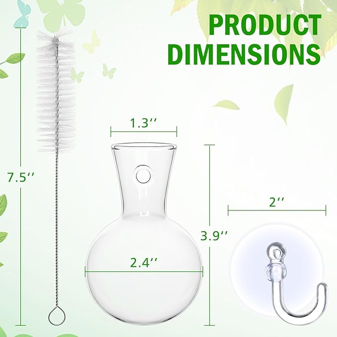 4 pcs Window Propagation Stations, Easy to Install Plant Propagation Bulbs with Suckion Cups, No Nails Wall Hanging Planter Propagation Station, Glass Plant Terrarium Vase