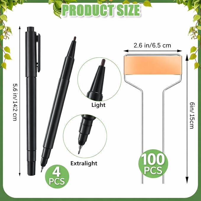 Moxweyeni 60 Pcs Metal Garden Tags Plant Labels for Garden Waterproof Plant Markers with 2 Permanent Pen Planting Nursery Tags Reusable Labels Stake for Plants (Copper,6 Inch)