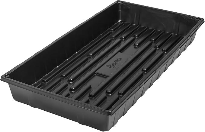 SUNPACK 10" x 20" Extra Strength Plastic Seed Starting Tray, Black, 2.5" (Pack of 10) - No Drainage Holes, Ideal for Greenhouses or Indoor Gardening - Made of BPA-Free Plastic