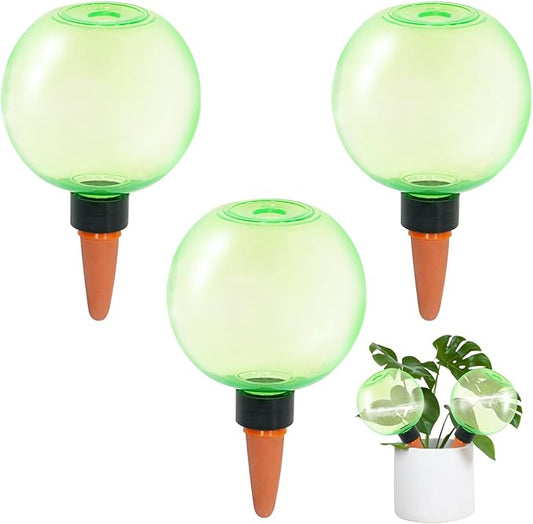 3pcs Large Plant Self Watering Globes, 17.5 oz Plastic Water Bulbs Top Fill, Plant Watering Devices System Slow Release Terracotta, Water Spikes Stakes for Indoor(3pack)
