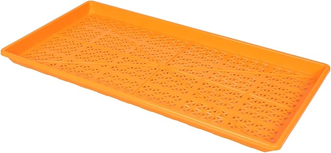 SUNPACK 10" x 20" Heavy Duty Mesh Plastic Seed Starting Tray, Orange, 1" (Pack of 10) - Ensures Water Drainage and Aeration, Perfect for Greenhouses or Indoor Gardening
