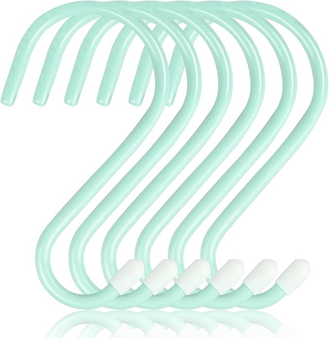 6 Inch Large Heavy Duty S Hooks,Green S Hook for Hanging Clothes,Rubber Coated S Hooks, Non Slip Vinyl Coated S Hanger Hook for Hanging Plants Outdoor, Pots and Pans, Coffee Cups, Garden