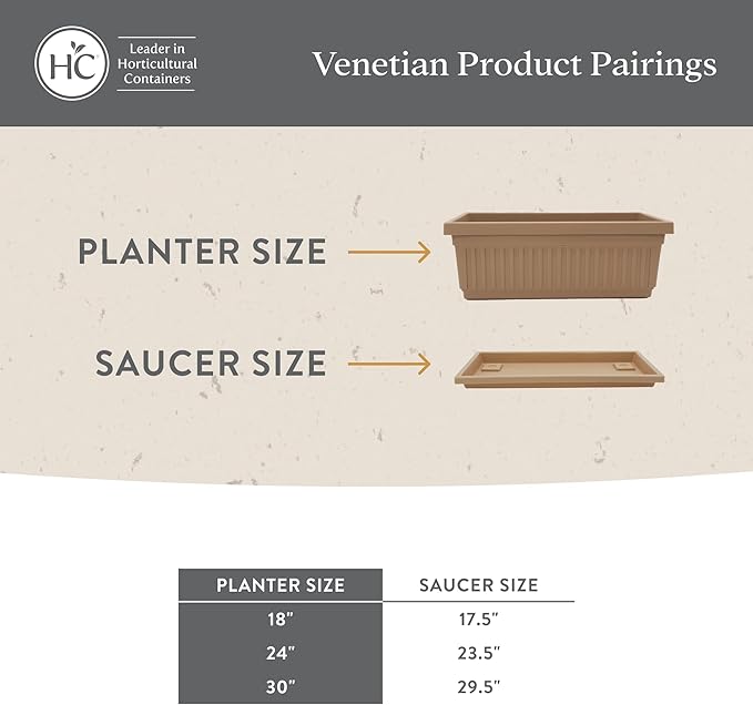 The HC Companies Venetian Window Planter Box w/Drain Plug - Long Planter Box for Windowsills, Balconies & More - Plastic Large Rectangular Outdoor Planters for Herbs & Flowers (24" White, Pack of 1)
