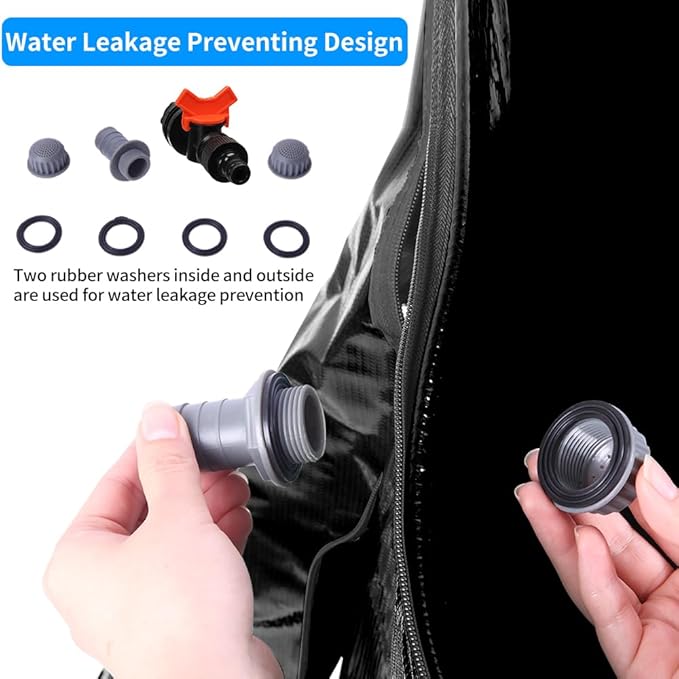 Outvita 100 Gallon Collapsible Rain Barrel, Garden Water Storage Tank, Portable Folding Rainwater Collector, Water Catcher with Filter Overflow Kit Faucet Black