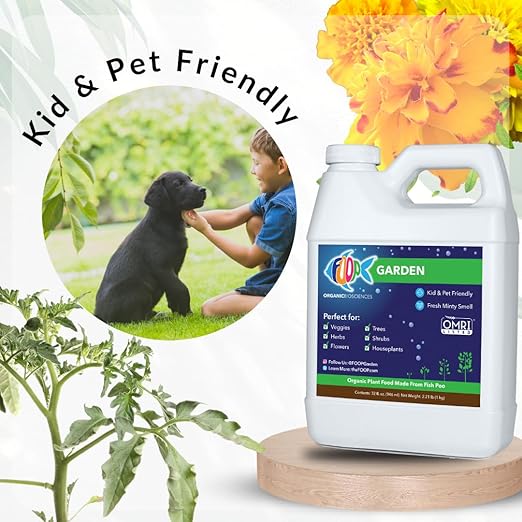 FOOP Garden - Organic Liquid Plant Food Made from Fish Manure (with Fresh Minty Scent) | Fish Fertilizer Alternative Perfect for Veggies, Herbs, Flowers,Trees,Shrubs | Kid&Pet Friendly (32oz, 2 Pack)